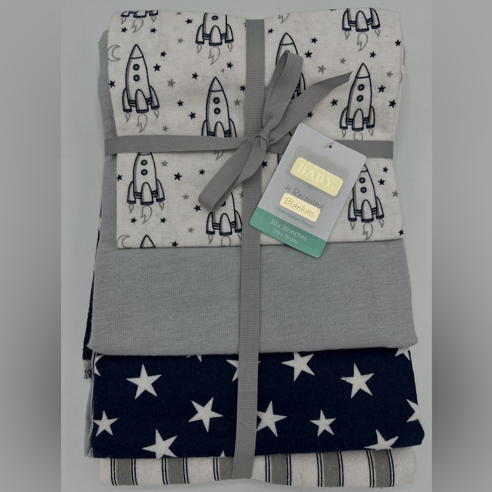 100% COTTON 4 PACK RECEIVING BLANKETS